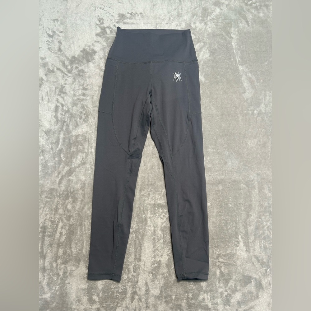 Spiderz Softball Leggings Women’s Small Grey High Waisted Pockets Stretch